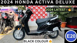 2024 Honda Activa Deluxe E20  On Road Price Black Colour🔥 2024 Latest Honda Activa Deluxe Review [upl. by Jamille]