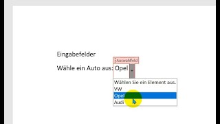 Anleitung Wie erstellt man ein DropDown Eingabefeld in Word als Formular [upl. by Annaul927]