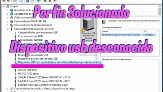 Dispositivo USB desconocido  Error de solicitud de descriptor de dispositivo Error 43 [upl. by Neeloj]