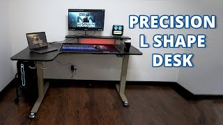 PRECISION L Shape Standing Desk Review  Height Adjustable Gaming Desk Review [upl. by Dempstor492]