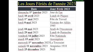 jour fériés 2023 jour fériés 2023 paris jour fériés jour fériés 2023 calendrier [upl. by Eyar]