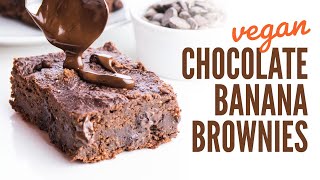 Healthy Chocolate Banana Brownies Fudgy Vegan amp Delicious [upl. by Nyladnohr]