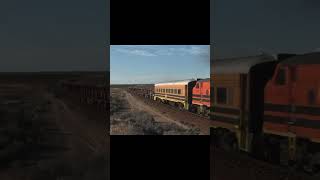 RARE 1960S STREAMLINER EMD LOCOMOTIVES ON A RAIL MAINTENANCE TRAIN ON THE TRANS AUSTRALIAN RAILWAY [upl. by Betsey]