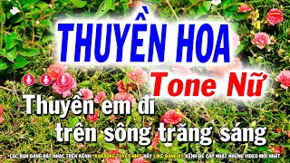 Thuyền Hoa Karaoke Tone Nữ Cha Cha La Thứ  CHỮ TO   Karaoke Tuyết Nhi [upl. by Groscr]