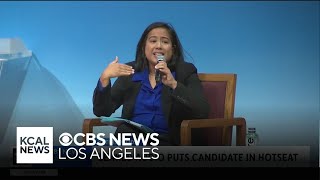 LA city council candidate draws controversy over F the police comment [upl. by Garzon860]