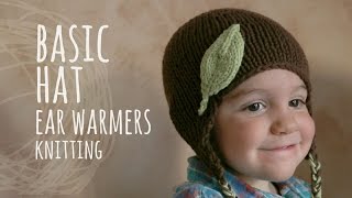 Tutorial Basic Knitting Hat with Ear Warmers [upl. by Ayokahs]