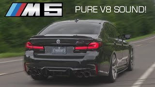 BEST SOUNDING BMW F90 M5 FULL TITANIUM EXHAUST SYSTEM  DOWNPIPES [upl. by Dorisa512]