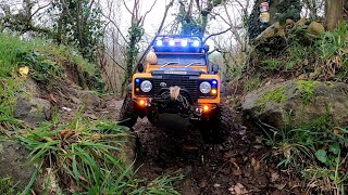 Crawler Defender pickup en sous bois Sentier Saint Sauveur Kerlouan 29 [upl. by Edra]