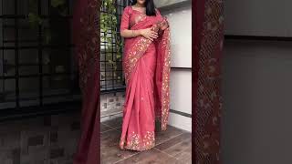 Embroidery slub silk cut work sarees new addition 👌 🙌 [upl. by Upton]