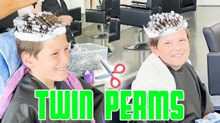 TWIN TEN YEAR OLDS GET A PERM FOR THE FIRST TIME  BACK TO SCHOOL HAIR [upl. by Lilyan]