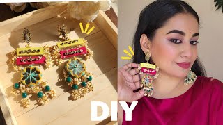 DIY  Fabric Earrings  How To Make Fabric Earrings fabricjewellery diy Howto [upl. by Ablem179]