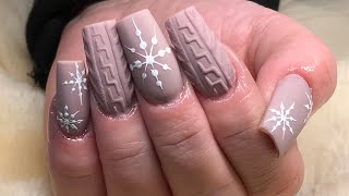 Super Easy Sweater Nail Art💅🏻Winter Snowflake Nail Art💅🏻Super Quick Gel Polish Design Change [upl. by Candis]