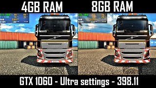 GTX 1060  4GB VS 8GB RAM  ETS 2 [upl. by Gniy192]