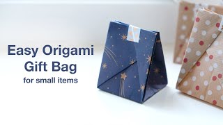 Simple and easy Origami gift bag for small present Traditional [upl. by Margherita789]