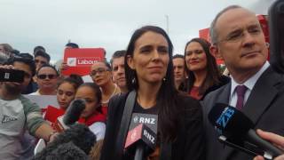 Jacinda Ardern pledges Labour will build light rail in Auckland [upl. by Eustashe]