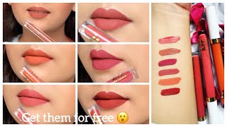 MYGLAMM LIT Liquid Lipstick Swatches  GET FREE LIPSTICKS [upl. by Stempson462]