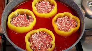 RICETTA PEPERONI RIPIENI NIENTE FORNO Piatto Unico Completo Ricetta facile e veloce SUB 9 [upl. by Hackathorn240]