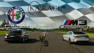 Alfa Romeo Giulia Quadrifoglio vs BMW M3 Competition  Drag Race [upl. by Valda]