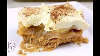 TORTA BANOFFEE BANANA COM DOCE DE LEITE NA TRAVESSA  SUPER FÁCIL E DELICIOSA  Isamara Amâncio [upl. by Anivram]