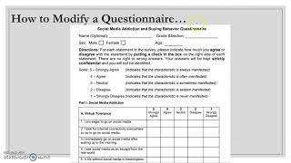 How to modify questionnaire  Quantitative Research for SHS [upl. by Nnybor]