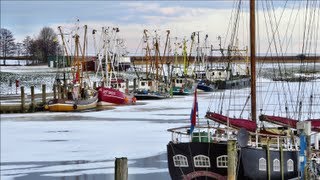 Greetsiel Krabbenkutter Winterschlaf Crab Trawlers snoozing Fischerdorf fishing village [upl. by Ataner208]