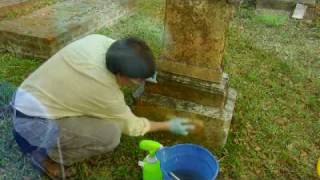 How to Clean a Stone Grave Marker [upl. by Ardnahsal]