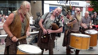 Bagpipes And Drums Music Of Best Scottish Tribal Bands City Centre Of Perth Perthshire Scotland [upl. by Hime863]