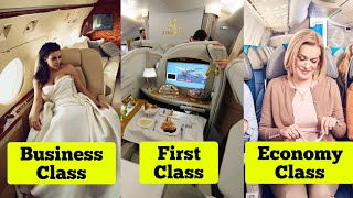 Difference Between Business Economy And First Class In Hindi  Food In Airplane  1st Class Seat [upl. by Drofnas]