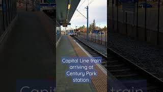 Capital Line LRT train arriving at Century Park station [upl. by Shermy]