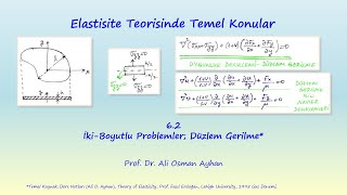 ELASTİSİTE 62 İKİBOYUTLU PROBLEMLER DÜZLEM GERİLME [upl. by Frazer]