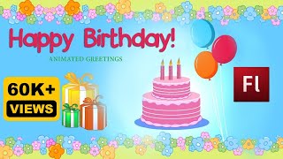 Flash Animation Tutorial Birthday Greeting Card Animation [upl. by Leona]