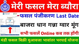 Meri fasal Mera byora last date  Fasal online kab tak hogi  Fasal panjikaran kab tak hoga  MFMB [upl. by Lleoj]