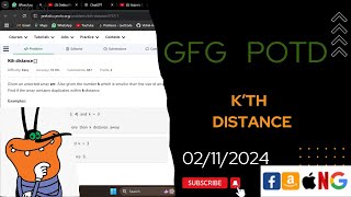 Kth distance  gfg potd today  POTD  GFG Problem of the Day  C [upl. by Wilkison]