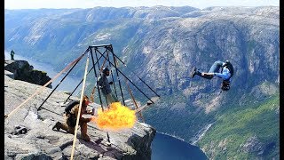 Amazing basejumpers at Kjerag Spectacular Norway 4k [upl. by Atteynad]