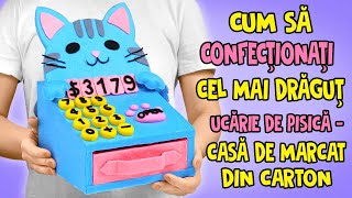 DIY UȘOR DE FĂCUT Cum să creezi cea mai drăguță casă de marcat de jucărie din polistiren amp pâslă🐱✨ [upl. by Liatnahs366]