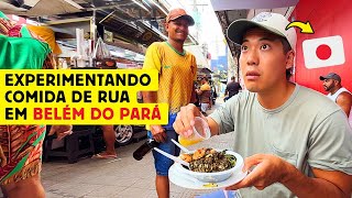 Um japonês experimentando comida de rua em Belém do Pará [upl. by Waltner869]