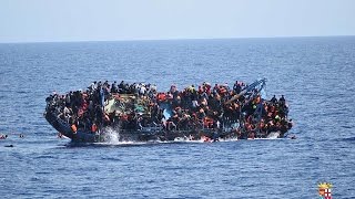 Migrant boat capsize off Libyan coast caught on camera [upl. by Stag]