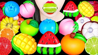 ASMR DIY FRUITS CAKE SOUR LEMON LIME 직접 만든 화과자 레몬 라임 수박화채 다양 과일 코하쿠토 무지개 EATING SOUNDS MUKBANG 먹방 [upl. by Rramahs358]