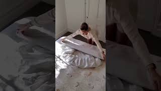 How to fold your fitted bedsheet step by step guidance with practical bedsheets beddingideas [upl. by Lette676]