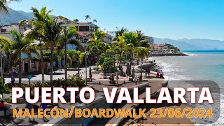 Malecón de Puerto Vallarta completo 23Jun2024 Full Walking Tour Puerto Vallarta Boardwalk [upl. by Aerdnod]