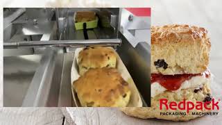 Redpack P325E flow wrapping scones in trays [upl. by Lunna435]