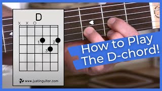 Super Easy First Guitar Lesson  Guitar Lessons For Beginners  Stage 1  The D Chord [upl. by Doehne]