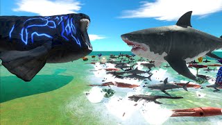 Aquatics Battle  Megalodon VS The Bloop  Animal Revolt Battle Simulator [upl. by Mima]