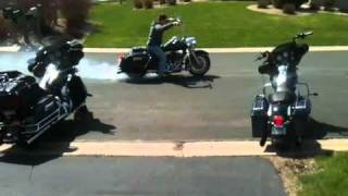 4th gear Harley Road King Burnout [upl. by Doownel]