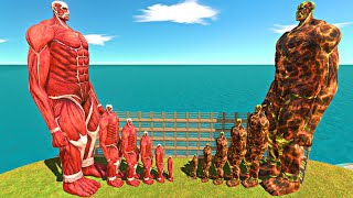 Growing Colossal Titan vs Growing Infected Colossal Titan  Animal Revolt Battle Simulator [upl. by Abramson]