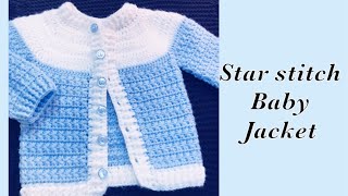 Baby Boy Set How to crochet newborn star stitch sweater jacket cardigan 06M Crochet for Baby 176 [upl. by Edas]