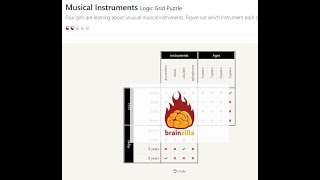 Musical Instruments  Logic Grid Puzzle  Walkthrough [upl. by Ecirahs92]