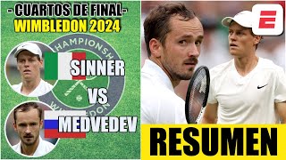 Jannik Sinner vs Daniil Medvedev  RESUMEN  HIGHLIGHTS  Cuartos de Final  WIMBLEDON 2024 [upl. by Selda]