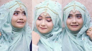 BridalWedding Hijab Tutorial By Sanji Da💙 [upl. by Rawlinson]