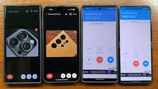 Samsung S23U vs iPhone 15 PM  Pixel 7 Pro vs Razr 40U Twinme vs SkyPhone Outgoing amp Incoming Calls [upl. by Cheffetz53]